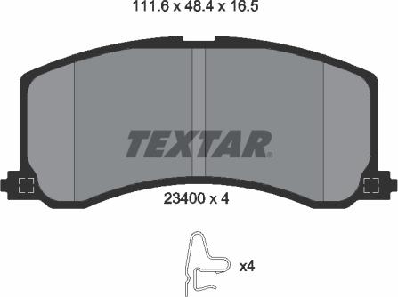 Textar 2340001 - Гальмівні колодки, дискові гальма autocars.com.ua