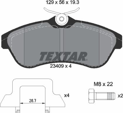 Textar 2340902 - Гальмівні колодки, дискові гальма autocars.com.ua