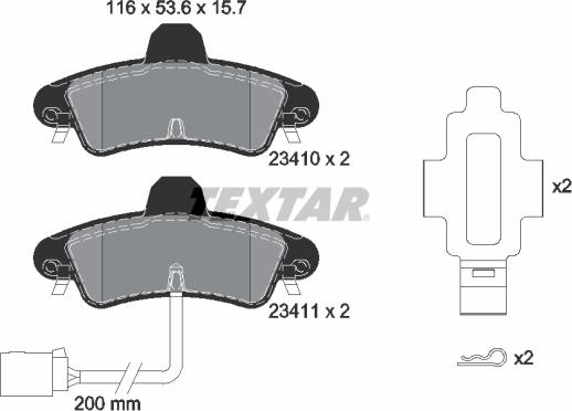 Textar 2341008 - Тормозные колодки, дисковые, комплект avtokuzovplus.com.ua