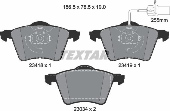 Textar 2341801 - Гальмівні колодки, дискові гальма autocars.com.ua