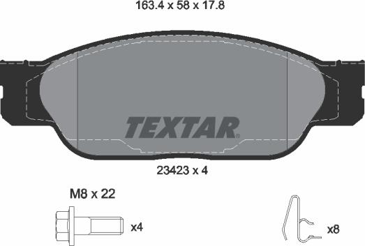Textar 2342301 - Гальмівні колодки, дискові гальма autocars.com.ua