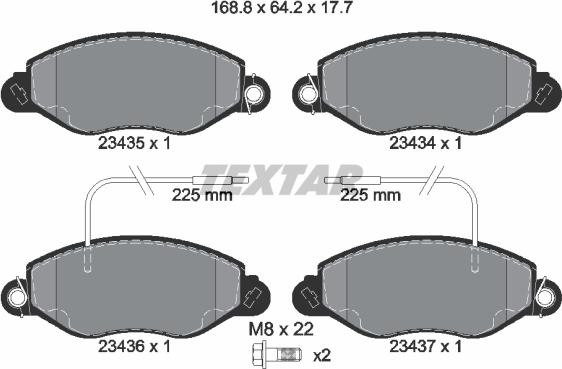 Textar 2343501 - Гальмівні колодки, дискові гальма autocars.com.ua