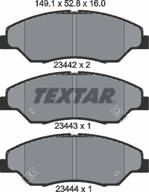 Textar 2344201 - Гальмівні колодки, дискові гальма autocars.com.ua
