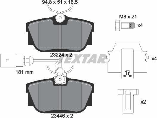 Textar 2344605 - Гальмівні колодки, дискові гальма autocars.com.ua