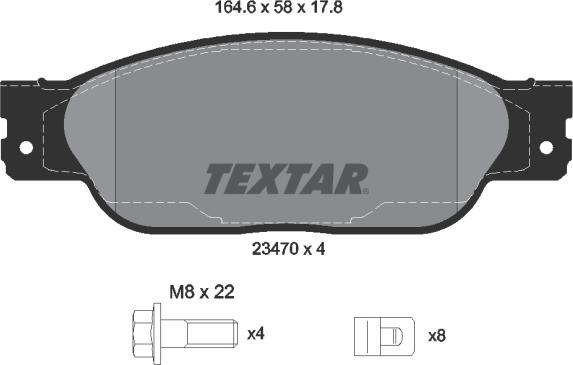 Textar 2347001 - Гальмівні колодки, дискові гальма autocars.com.ua