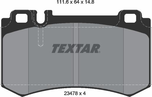 Textar 2347802 - Гальмівні колодки, дискові гальма autocars.com.ua