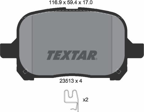 Textar 2351302 - Гальмівні колодки, дискові гальма autocars.com.ua