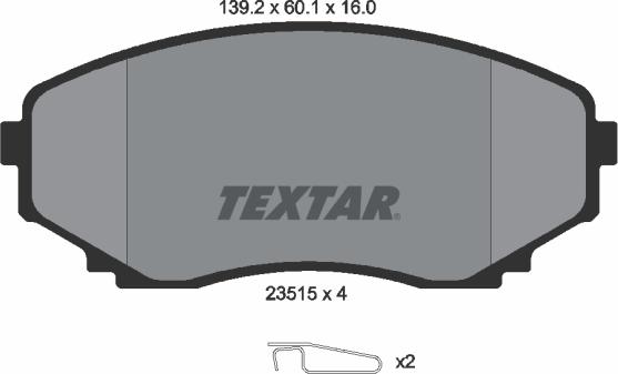Textar 2351501 - Гальмівні колодки, дискові гальма autocars.com.ua