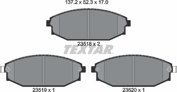 Textar 2351801 - Гальмівні колодки, дискові гальма autocars.com.ua