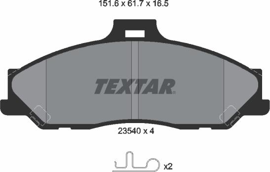 Textar 2354001 - Гальмівні колодки, дискові гальма autocars.com.ua