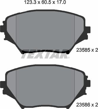 Textar 2358501 - Гальмівні колодки, дискові гальма autocars.com.ua