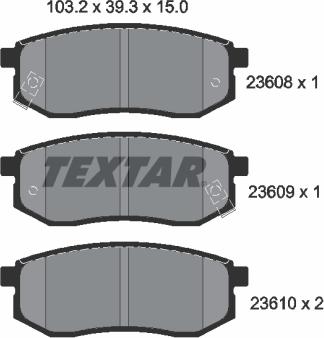 Textar 2360801 - Гальмівні колодки, дискові гальма autocars.com.ua
