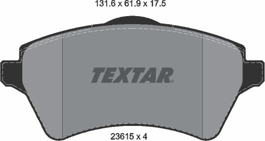 Textar 2361501 - Гальмівні колодки, дискові гальма autocars.com.ua