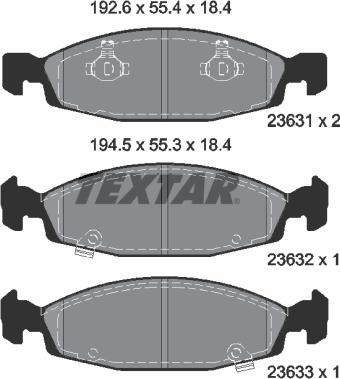 Textar 2363101 - Гальмівні колодки, дискові гальма autocars.com.ua