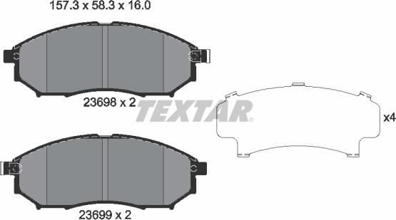 Textar 2369801 - Гальмівні колодки, дискові гальма autocars.com.ua