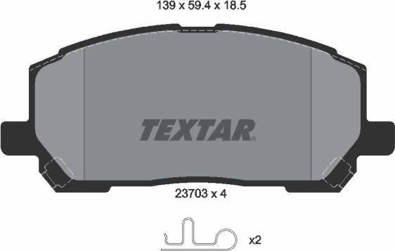 Textar 2370301 - Гальмівні колодки, дискові гальма autocars.com.ua