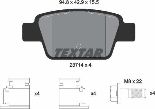 Textar 2371481 - Тормозные колодки, дисковые, комплект avtokuzovplus.com.ua