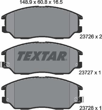 Textar 2372601 - Гальмівні колодки, дискові гальма autocars.com.ua