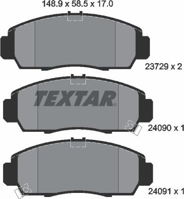 Textar 2372901 - Гальмівні колодки, дискові гальма autocars.com.ua