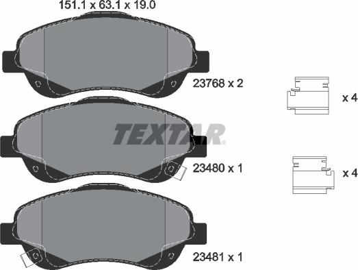 Textar 2376802 - Гальмівні колодки, дискові гальма autocars.com.ua