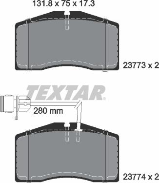 Textar 2377301 - Гальмівні колодки, дискові гальма autocars.com.ua