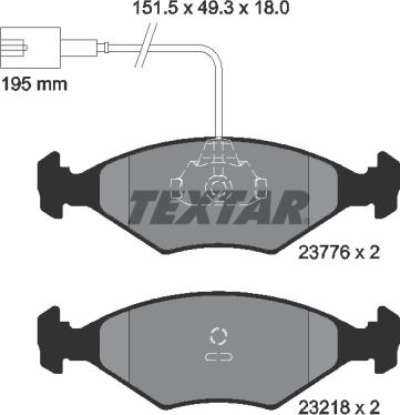 Textar 2377601 - Гальмівні колодки, дискові гальма autocars.com.ua