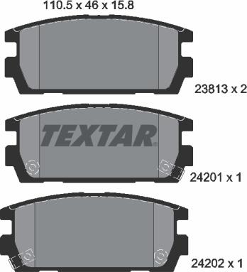 Textar 2381301 - Гальмівні колодки, дискові гальма autocars.com.ua