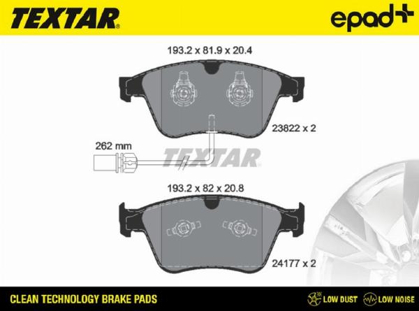 Textar 2382201CP - Гальмівні колодки, дискові гальма autocars.com.ua