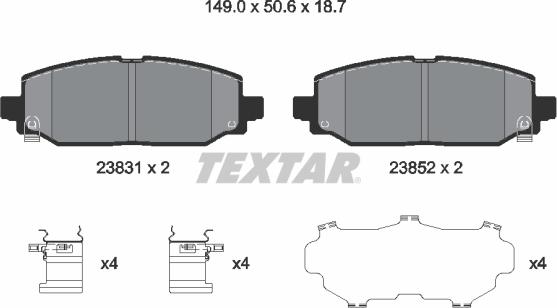 Textar 2383101 - Гальмівні колодки, дискові гальма autocars.com.ua