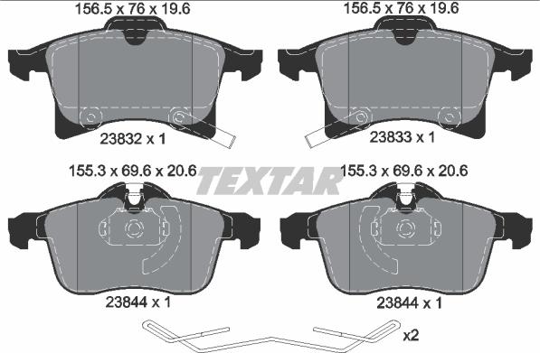 Textar 2383204 - Гальмівні колодки, дискові гальма autocars.com.ua