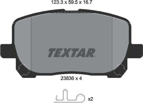 Textar 2383601 - Гальмівні колодки, дискові гальма autocars.com.ua