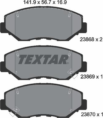 Textar 2386801 - Гальмівні колодки, дискові гальма autocars.com.ua