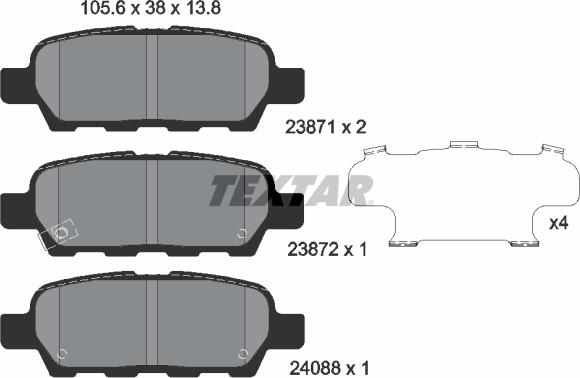 Textar 2387101 - Гальмівні колодки, дискові гальма autocars.com.ua