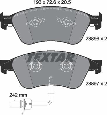 Textar 2389601 - Гальмівні колодки, дискові гальма autocars.com.ua