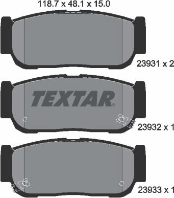 Textar 2393101 - Гальмівні колодки, дискові гальма autocars.com.ua