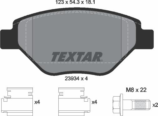 Textar 2393401 - Гальмівні колодки, дискові гальма autocars.com.ua