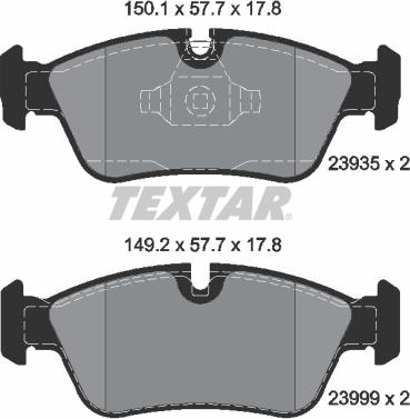 Textar 2393581 - Гальмівні колодки, дискові гальма autocars.com.ua