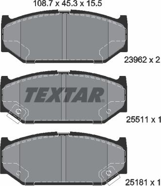 Textar 2396201 - Гальмівні колодки, дискові гальма autocars.com.ua