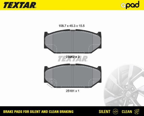 Textar 2396302SC - Гальмівні колодки, дискові гальма autocars.com.ua