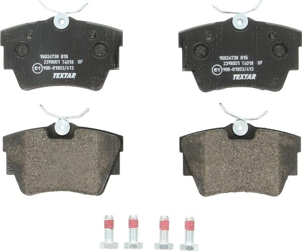 Textar 2398001 - Гальмівні колодки, дискові гальма autocars.com.ua