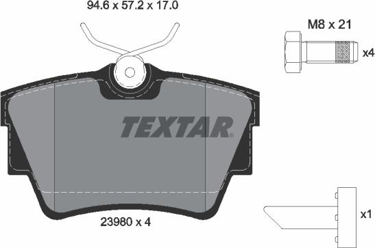 Textar 2398001 - Тормозные колодки, дисковые, комплект autodnr.net