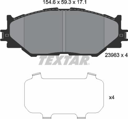 Textar 2398301 - Тормозные колодки, дисковые, комплект avtokuzovplus.com.ua