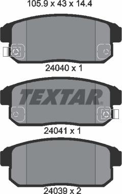 Textar 2404001 - Тормозные колодки, дисковые, комплект avtokuzovplus.com.ua
