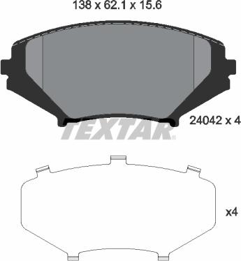 Textar 2404201 - Гальмівні колодки, дискові гальма autocars.com.ua