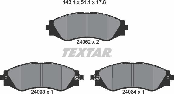 Textar 2406201 - Гальмівні колодки, дискові гальма autocars.com.ua