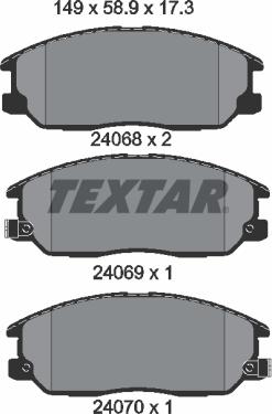 Textar 2406801 - Тормозные колодки, дисковые, комплект avtokuzovplus.com.ua