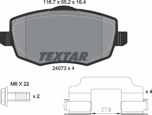 Textar 2407301 - Гальмівні колодки, дискові гальма autocars.com.ua