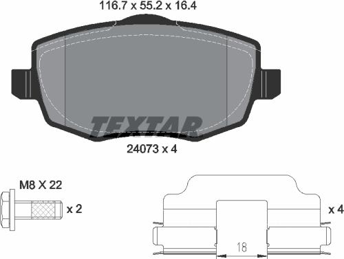 Textar 2407302 - Тормозные колодки, дисковые, комплект autodnr.net