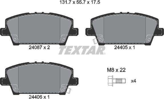 Textar 2408701 - Гальмівні колодки, дискові гальма autocars.com.ua