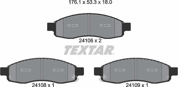 Textar 2410601 - Тормозные колодки, дисковые, комплект autodnr.net